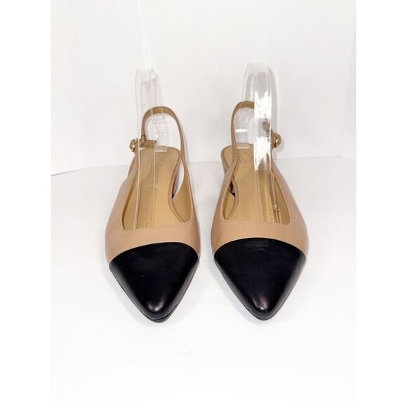 Naturalizer Banks Slingback Mule Low Heels Cap Toe Tan Black Leather Pointed 10 - Picture 6 of 16